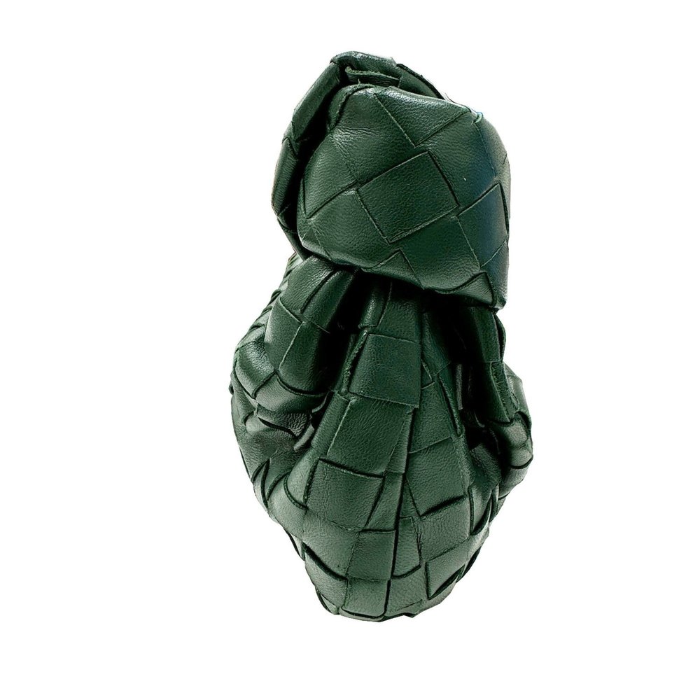 BOTTEGA VENETA Jody Handbag, Lambsun Calfskin, 651876, Intrecciato, Dark Gree... - Picture 3 of 11